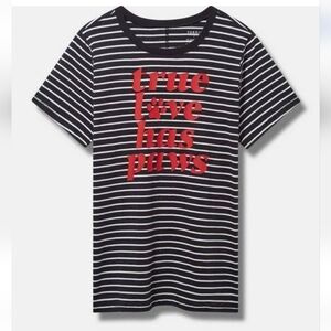 Torrid True Love has Paws Cotton Crew Neck Tee black & white stripes Sz 3x